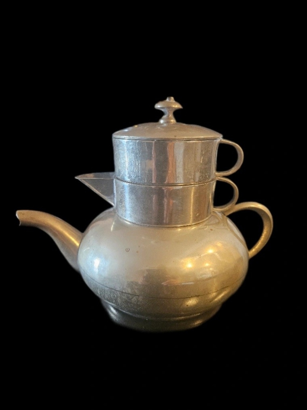 Vintage Plateria Saltillo German Silver Stacking Teapot Set - Art Deco
